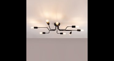 Sollux Lighting Plafondlamp Vector - 15.5x103x56cm - E27 - zwart - staal