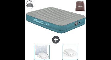 Bestway luchtbed Alwayszair - 2-Persoons -152 x 203 x 36 cm - Grijs/Blauw - Inclusief pomp - Kussen en Kussenbeschermer