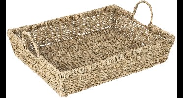 HI dienblad - zeegras - 48 x 36 x 11 cm - beige - serveertray - Hoge opstaande rand - decoratieve dienbladen