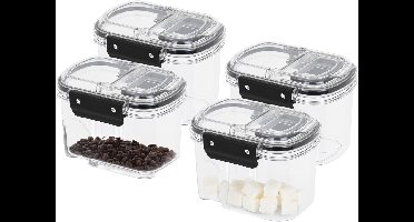 HI Voorraad bus - 4x - 700 ml - 14 x 11 x 10 cm - met deksel - voorraadbus/bakjes