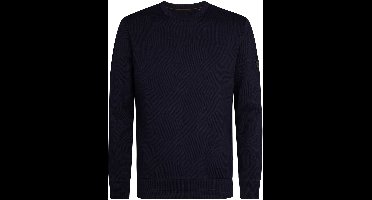 Petrol Industries - Heren Geribde Sweater Estes - Ronde Hals - Regular Fit - 53% katoen mix - Blauw - Maat L