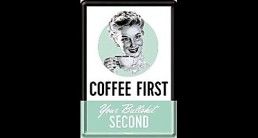 Coffee First Metalen Postcard 10  x 14 cm.