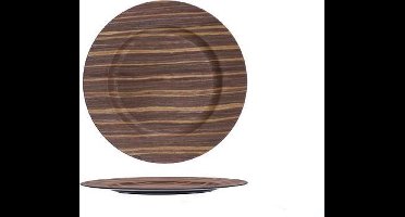 Bord Woodlook Bruin Rond 33x33xh2cmkunststof