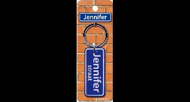 Paper Dreams Sleutelhanger Straatnaam Jennifer 9 Cm Staal Blauw
