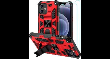 Hoesje Geschikt voor iPhone 12 / 12 Pro – Anti-Scratch Shockproof Rood - 2 Pack Screenprotector