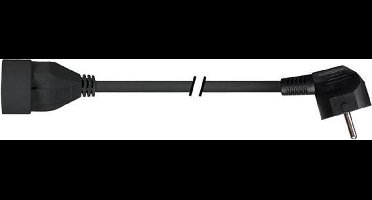 Perel Verlengkabel, met 90° CEE 7/7 stekker, H05VV-F 3G1.5, 1.5 m, 16 A/230 V, 3500 W, type E/F, voor binnen, pvc, zwart