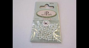 Glass Pearls, round, 4mm, White, 80pcs