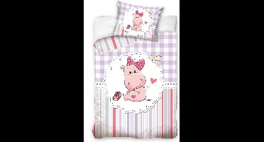 Generic Dekbedovertrek Nijlpaard Junior 120 Cm Katoen Roze