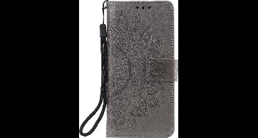 Shop4 - Xiaomi Mi 11 Hoesje - Wallet Case Mandala Patroon Grijs
