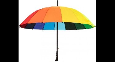 PartyXplosion Regenboog paraplu - Vrolijke regenboogparaplu voor volwassenen