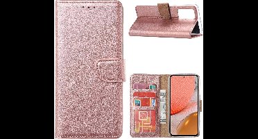 Hoesje Geschikt Voor Samsung Galaxy A72 hoesje bookcase Rose Goud - Hoesje Geschikt Voor Samsung Galaxy A72 5G portemonnee book case hoes cover