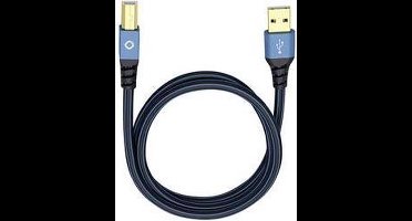 Oehlbach USB Plus B USB 2.0 [1x USB-A 2.0 stekker - 1x USB-B 2.0 stekker] 7.50 m Blauw Vergulde steekcontacten
