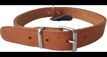 DUVO+ Diamond Dog Classy Halsband / Hondenhalsband - Gevet Leder - Cognac - Breedte: 22 mm - Nekomtrek: 40 - 47 cm (GELIEVE ALVORENS BESTELLEN OPMETEN)