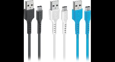 SBS TEKITUSBC3X1WBK USB-kabel USB 2.0 1,2 m USB C USB A Zwart, Blauw, Wit