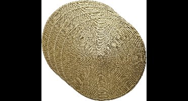 Gerimport Placemat - 4x - metallic goud - dia 38 cm - rond - geverfd jute.- onderlegger - kerstdiner/diner placemats