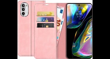Just in Case hoesje geschikt voor Motorola Moto G82 - Hoesje met Pasjeshouder - Luxe Book Case - Roze