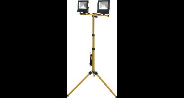 PROFILE dubbele LED straler flat op statief - draagbaar - 2x20W - 2x1350 lumen - IP65 - zwart