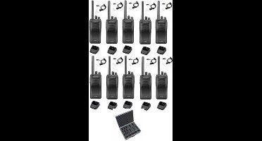 Set van 10 stuks Kenwood TK-3501 met koffer, beveiliging oortje en laders