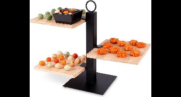 Etagère Bamboe met 3 Verdiepingen met Kom 32x32x26,5 cm - Serveertoren - Taartplateau - Cupcakestandaard - Taartstandaard