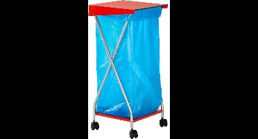 Verrijdbare afvalstandaard voor afvalzak van 120 liter, met rode deksel