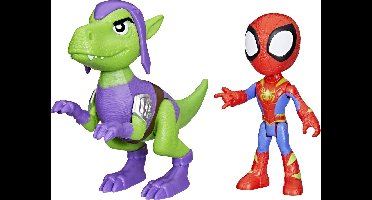 Marvel Spidey and His Amazing Friends - Dino-Webs Spidey en Goblin Raptor - Actiefiguur - 10 cm