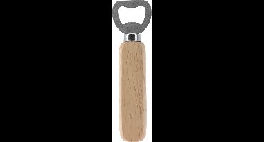 Excellent Houseware Flessenopener - RVS - eikenhout - 14 cm - bieropener