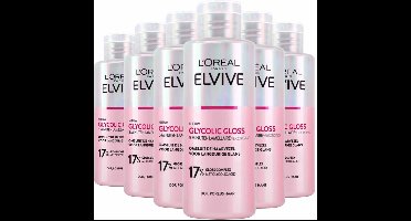 L'Oréal Paris Elvive Glycolic Gloss Ultimate 5 Minuten Lamellaire Verzorging - voor dof, poreus haar - met glycolic acid voor glanzend haar - 6 x 200ml