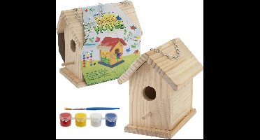 Vogelhuisje Bouwpakket - Schilderpakket voor Kinderen, Inclusief Verf en Penseel - Buitenspeelgoed en Tuindecoratie - Knutsel je Vogelhuisje - DIY Project - Joya Creative