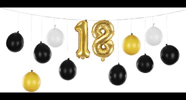 PartyDeco - Ballonslinger 18 jaar zwart-goud
