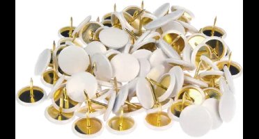 Kangaro Prikbord punaises met platte kop - set 720x stuks - wit - metaal/plastic - kantoor artikelen