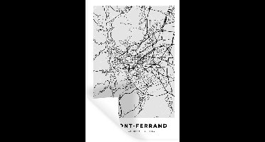 Muurstickers - Sticker Folie - Frankrijk - Clemont-Ferrand - Stadskaart - Plattegrond - Kaart - 20x30 cm - Plakfolie - Muurstickers Kinderkamer - Zelfklevend Behang - Zelfklevend behangpapier - Stickerfolie