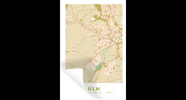 Muurstickers - Sticker Folie - Ulm - Plattegrond - Vintage - Kaart - Stadskaart - 20x30 cm - Plakfolie - Muurstickers Kinderkamer - Zelfklevend Behang - Zelfklevend behangpapier - Stickerfolie