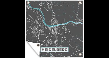 Tuinposters Stadskaart – Plattegrond – Duitsland – Blauw – Heidelberg – Kaart - 50x50 cm - Tuindoek