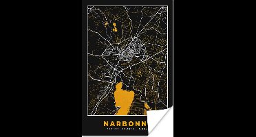 Poster Kaart – Stadskaart – Narbonne - Plattegrond – Frankrijk - 20x30 cm