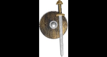 Smiffys Ridder verkleed speelgoed wapens set - zwaard met schild - goud/zwart - voor volwassenen - kunststof