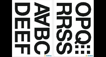 Stickervelletjes met 78x stuks plak letters A t/m Z zwart 33 mm - Waterbestendig - Geschikt voor buiten