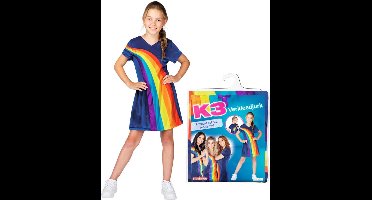 K3 verkleedkleding - verkleedjurk regenboog blauw 9/11 jaar - maat 152