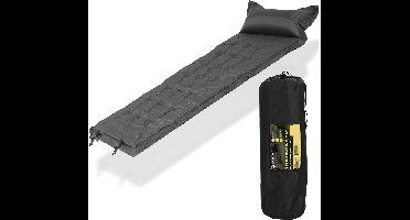 Springos Slaapmat | Zelfopblazend | 188 cm | Inclusief Hoes & Hoofdkussen | Antraciet
