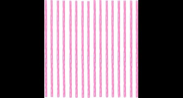 Herbruikbare rietjes - 50x - Roze/wit - Kunststof - 22 cm