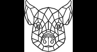 Hout-Kado - Varken - Large - Zwart - Geometrische dieren en vormen - Hout - Lasergesneden- Wanddecoratie