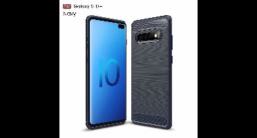 Ntech Soft Brushed TPU Hoesje Geschikt Voor Samsung Galaxy S10+ (Plus) - Donker Blauw