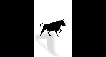 Muurstickers - Sticker Folie - Zwart-witte illustratie van een stier - 20x30 cm - Plakfolie - Muurstickers Kinderkamer - Zelfklevend Behang - Zelfklevend behangpapier - Stickerfolie