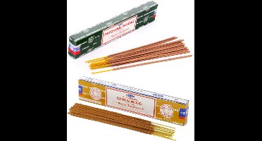 Satya Wierook cadeaus set - 2x geurstokjes - Sandelhout en Patchouli Forrest geur - Meditatie