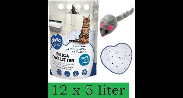 Duvo Silica Premium - Kattenbakvulling - Bulk voordeel - 12x 5L - Incl - Wol muisje