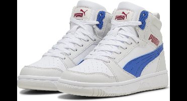 PUMA Puma Rebound V6 Mid Jr Unisex Sneakers - PUMA White-Vivid Blue-Feather Gray