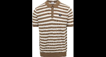 Blue Industry M10 Poloshirt Strepen Bruin - Maat XXL - Heren