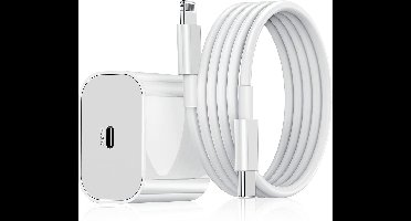 20W USB C Adapter / Oplader Met 1M lightning naar usb C kabel Geschikt voor iPhone 14/ 14 Pro/ 14 Max/ 13/ 13 Pro/ 13 Pro Max/ 12/ 11/ Xr/ Xs Max/ 8/ 8 Plus/ Pro - Oplader / Snellader geschikt voor Apple iPhone