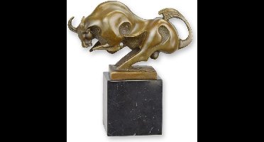 Razende stier - Bronzen beeld - Sculptuur Modernisme - 19 cm hoog