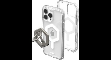 UAG Plyo Pro backcover + Magnetic Ring Stand geschikt voor Apple iPhone 16 Pro Max - Ice White / Titanium