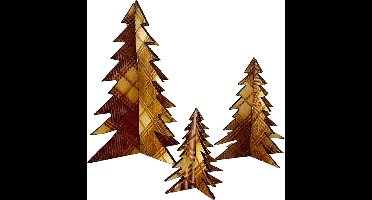 Kerstbomen hout tartan - 3 stuks - Caroline Wolfe Murray